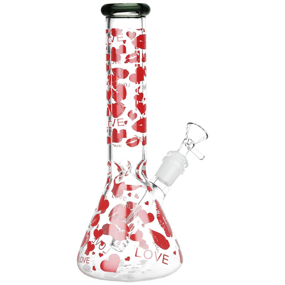 Gift Guru Bong Pulsar Hearts and Kisses Glass Beaker Water Pipe